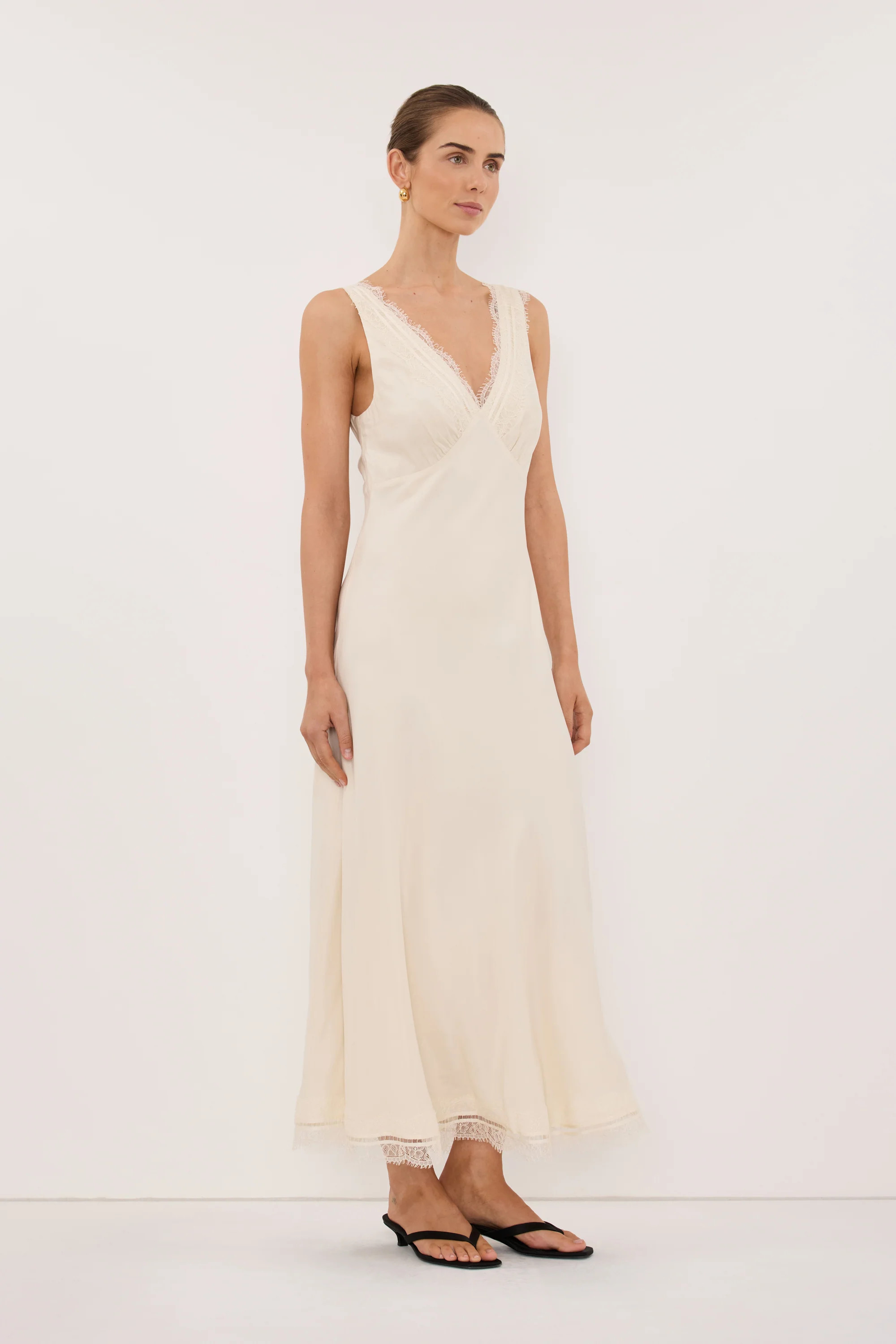 ANDREA SANDSTONE CUPRO MIDI DRESS | DISSH