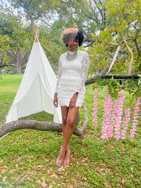 Boohoo dress +
Clear heels +
Lace teepee

#LTKover40 #LTKSeasonal #LTKstyletip