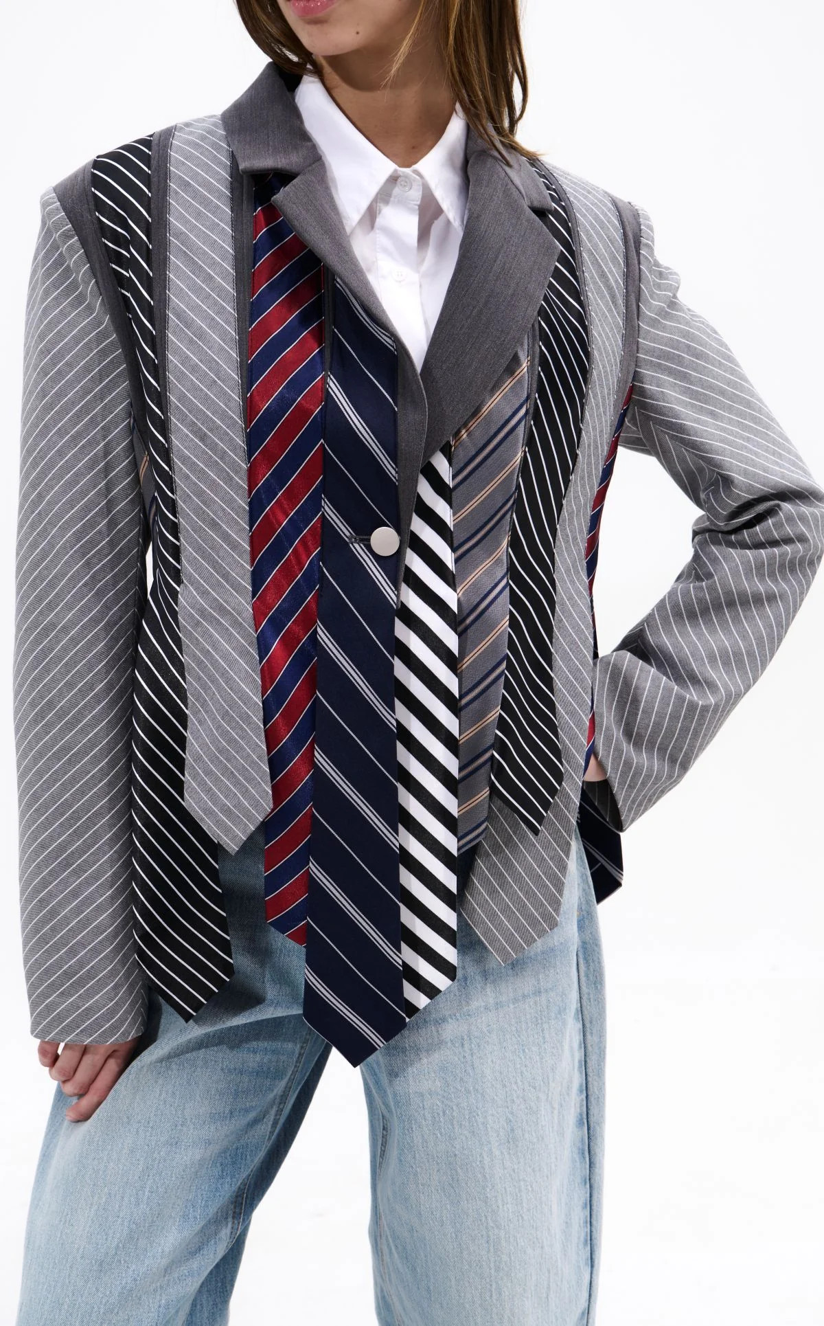 SAVIOR-BLUEMULTI TIE BLAZER | Azalea Wang