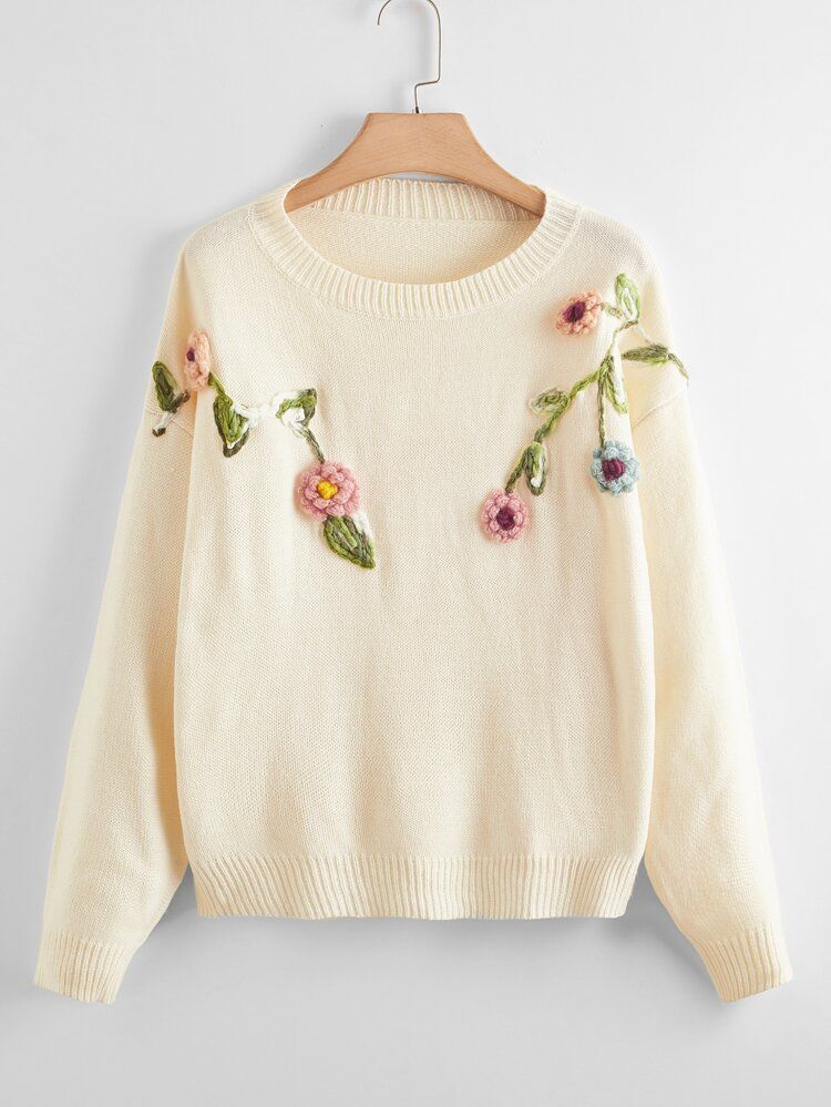 Plus Floral Embroidery Jumper | SHEIN
