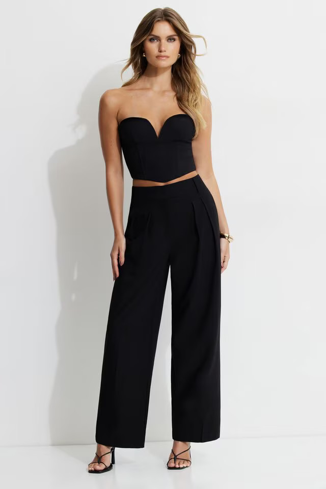 Drop Waist Pleated Pants | Dynamite Clothing