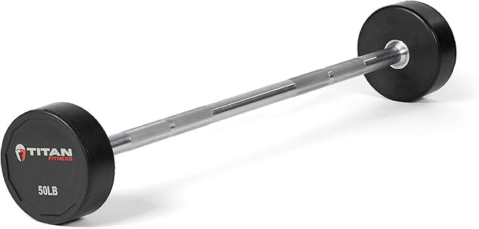 Titan Fitness Barbells & Fitness Bars Straight Rubber Fixed Barbells | Amazon (US)