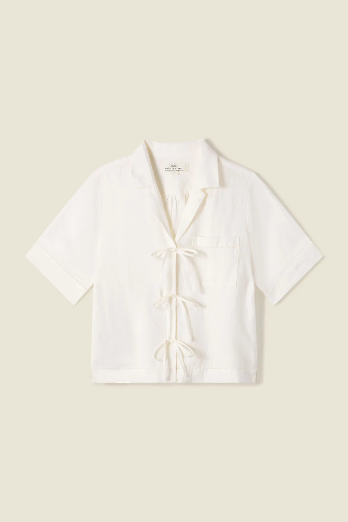 Inez Shirt Ivory Linen | TROVATA