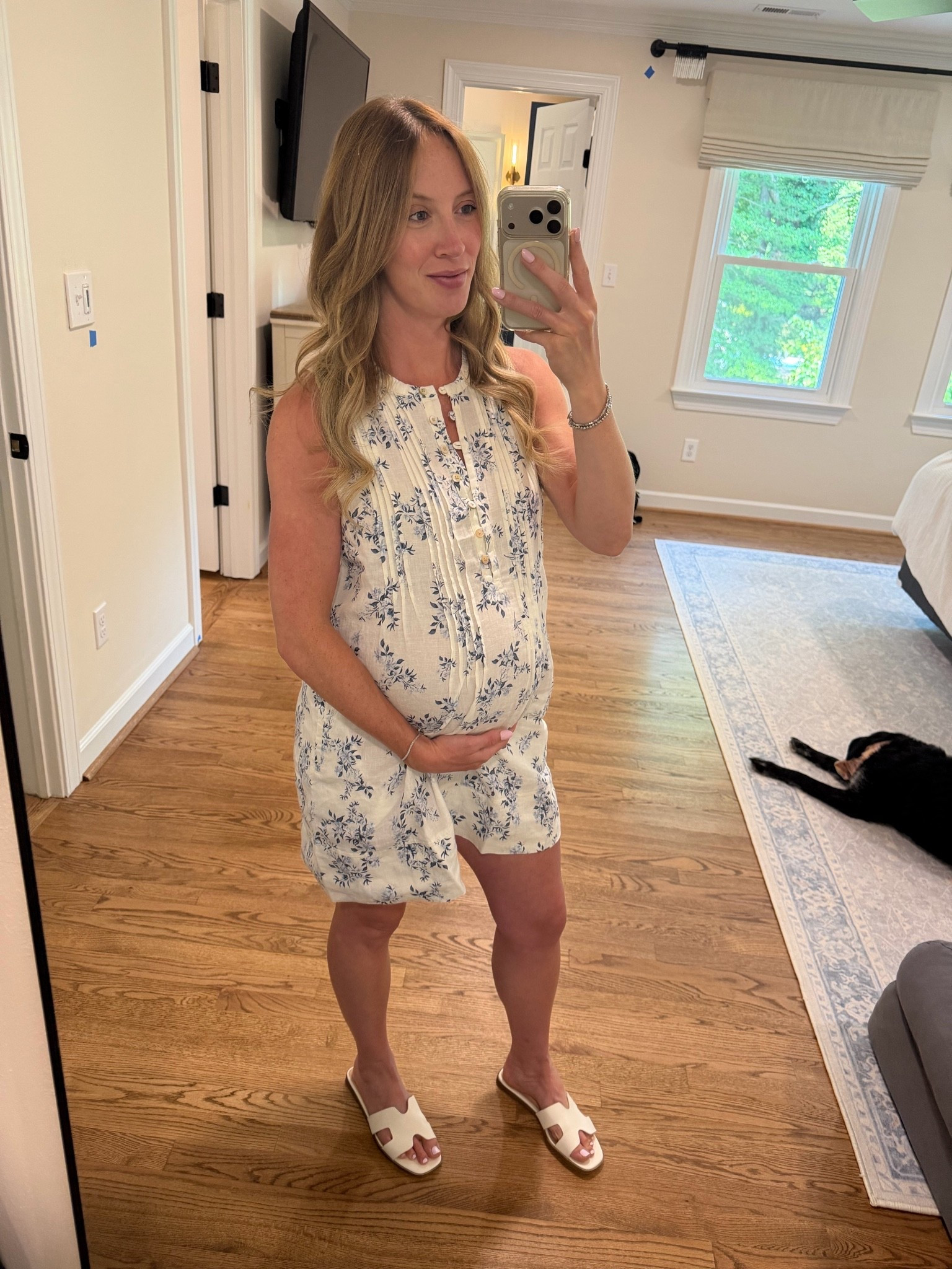 Summer casual shift dress from quince - sandals from target🤍🪻

#LTKootd #LTKBump #LTKSeasonal