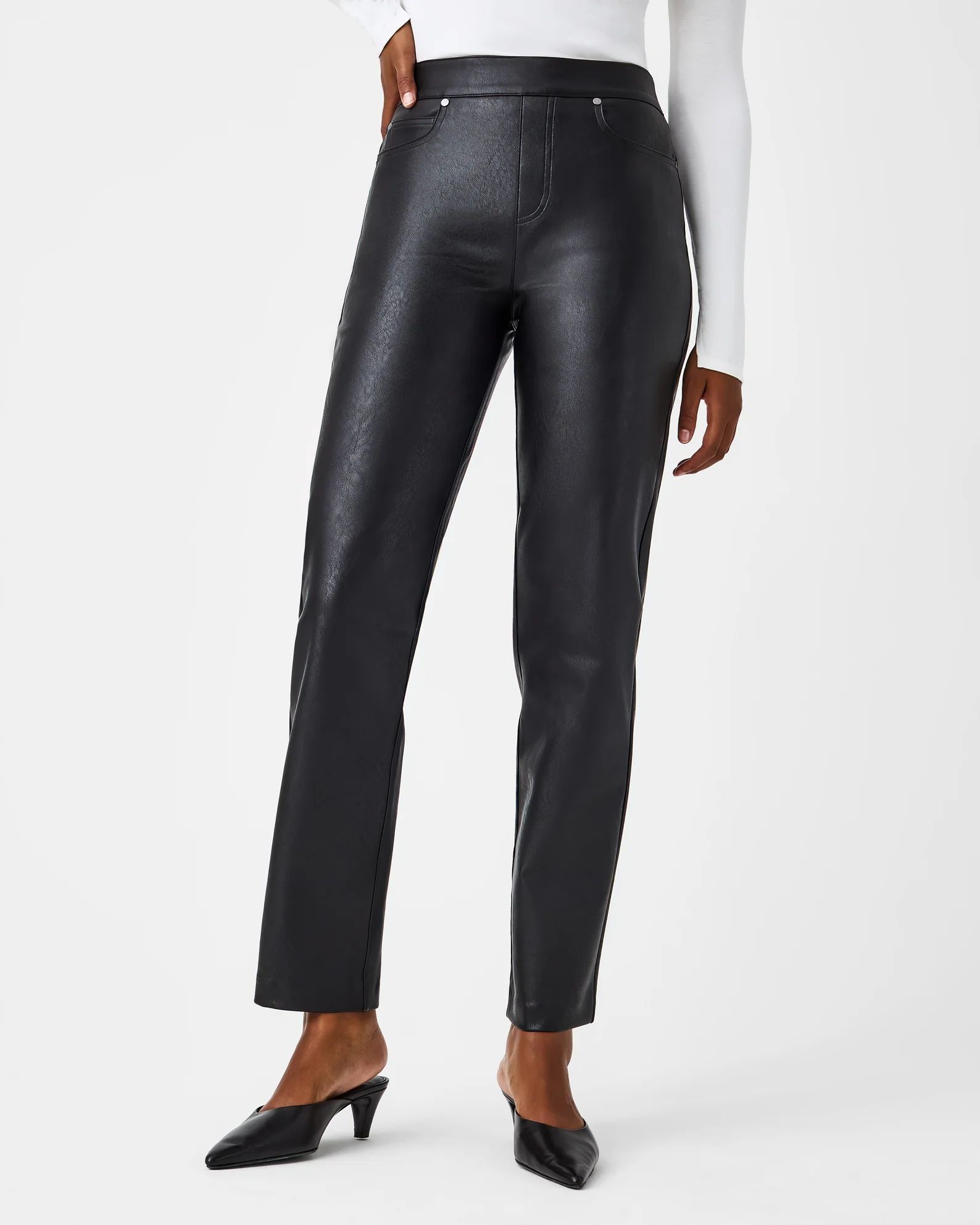 Leather-Like Slim Straight Pant | Spanx
