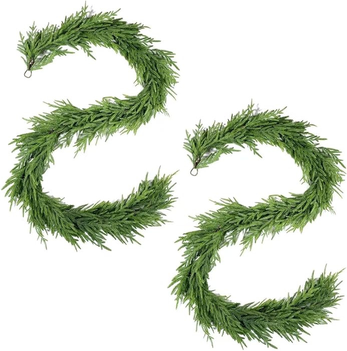 WBHome 2 PCS Real Touch Norfolk Pine Christmas Garland, Winter Greenery Garland for Christmas, Ho... | Amazon (US)