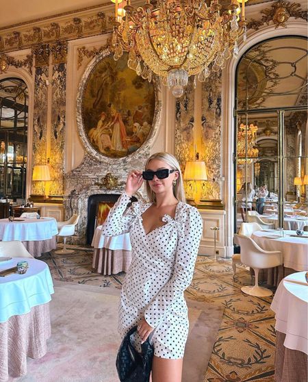 Tea time in Paris called for polka dots, bows and big shades ✨🇫🇷🫖🎀🤍 linked a bunch of styles to recreate this look. 

#LTKstyletip #LTKtravel #LTKeurope