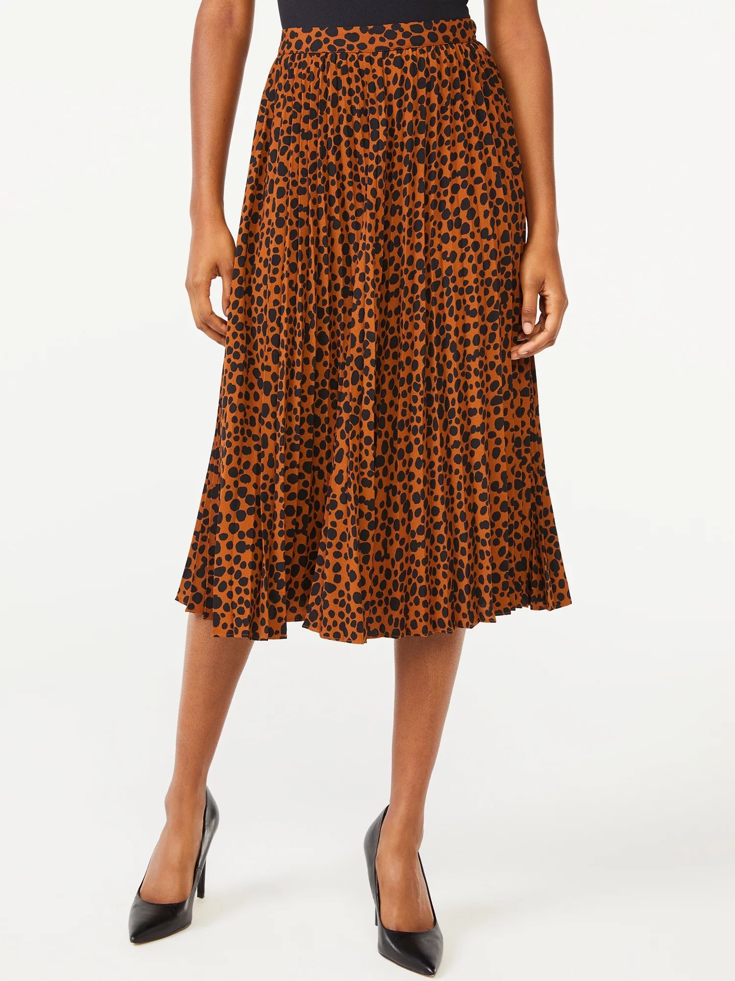 Scoop Women's Printed Pleated Midi Skirt | Walmart (US)