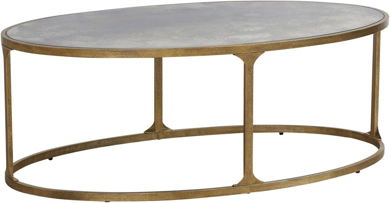 Signature Design by Ashley Korajane Transitional Metal Coffee Table with Tempered Glass Top, Metallic | Amazon (US)