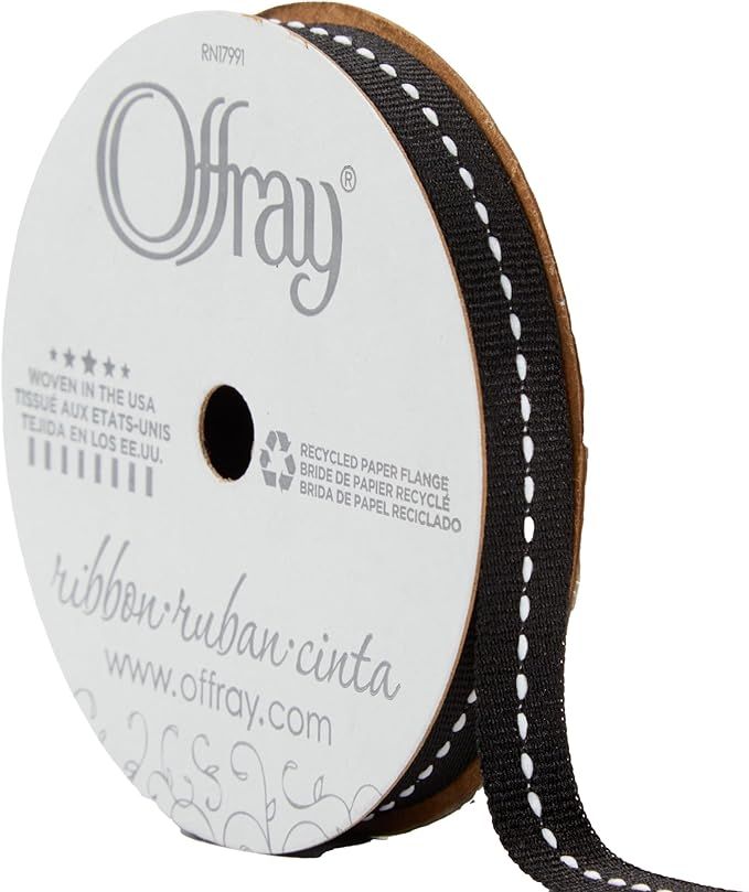 Offray 154609 1/2" Wide Grosgrain-Like Taffeta Craft and Decorative Ribbon, 9-Foot Spool, Black a... | Amazon (US)