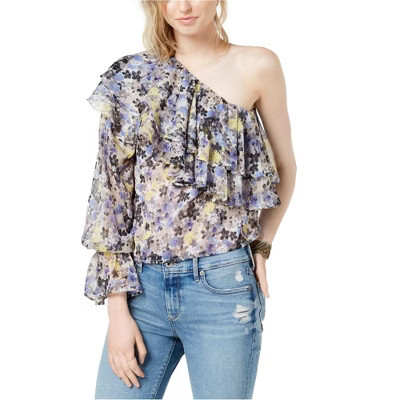 Lucky Brand Womens Floral One Shoulder Blouse, Blue, Small | Target