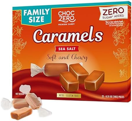 ChocZero Sugar Free Caramels - Keto Caramel Candy - All Natural, Classic Candies - Low Carb Snack... | Amazon (US)