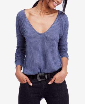 Free People Catalina Long-Sleeve Thermal Top Women -  Tops - Macy's | Macys (US)