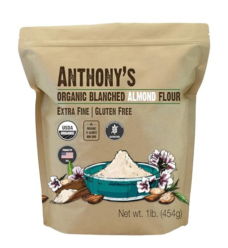Anthony's Organic Almond Flour, 1 lb, Blanched, Gluten Free, Non GMO, Keto Friendly, Extra Fine, Low Carb | Amazon (US)