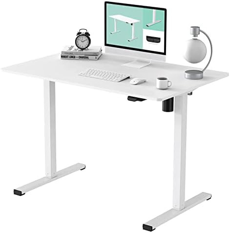 Amazon.com: FLEXISPOT White Standing Desk 48 x 24 Inches Height Adjustable Desk, Whole-Piece Desk... | Amazon (US)