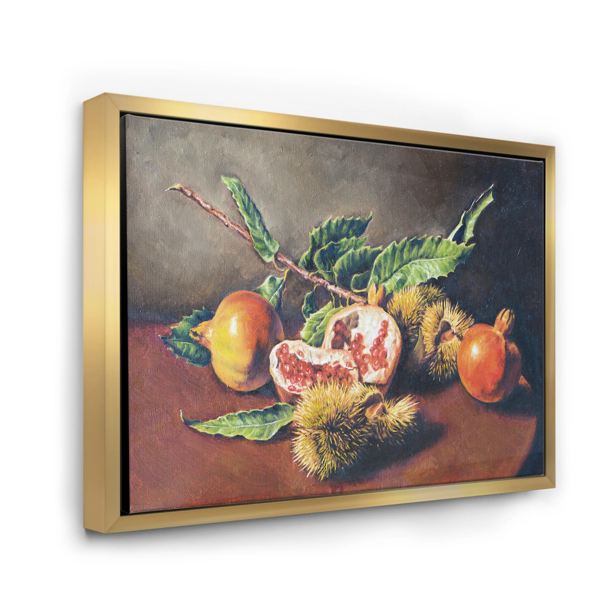 Designart "Vintage Still Life of Orange Fruits" Traditional Framed Canvas Wall Art Print | Bed Bath & Beyond