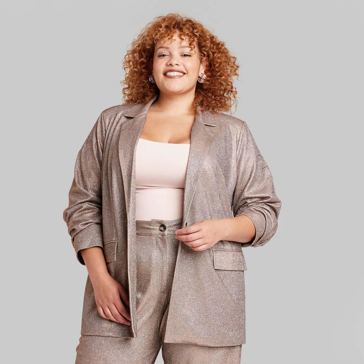 Women's Oversized Glitter Blazer - Wild Fable™ Copper | Target