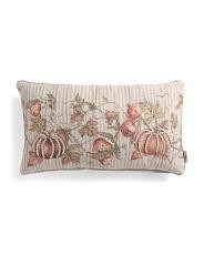 14X24 Striped Embroidered Pumpkin Leaves Oversized Lumbar Pillow, Polyester | TJ Maxx