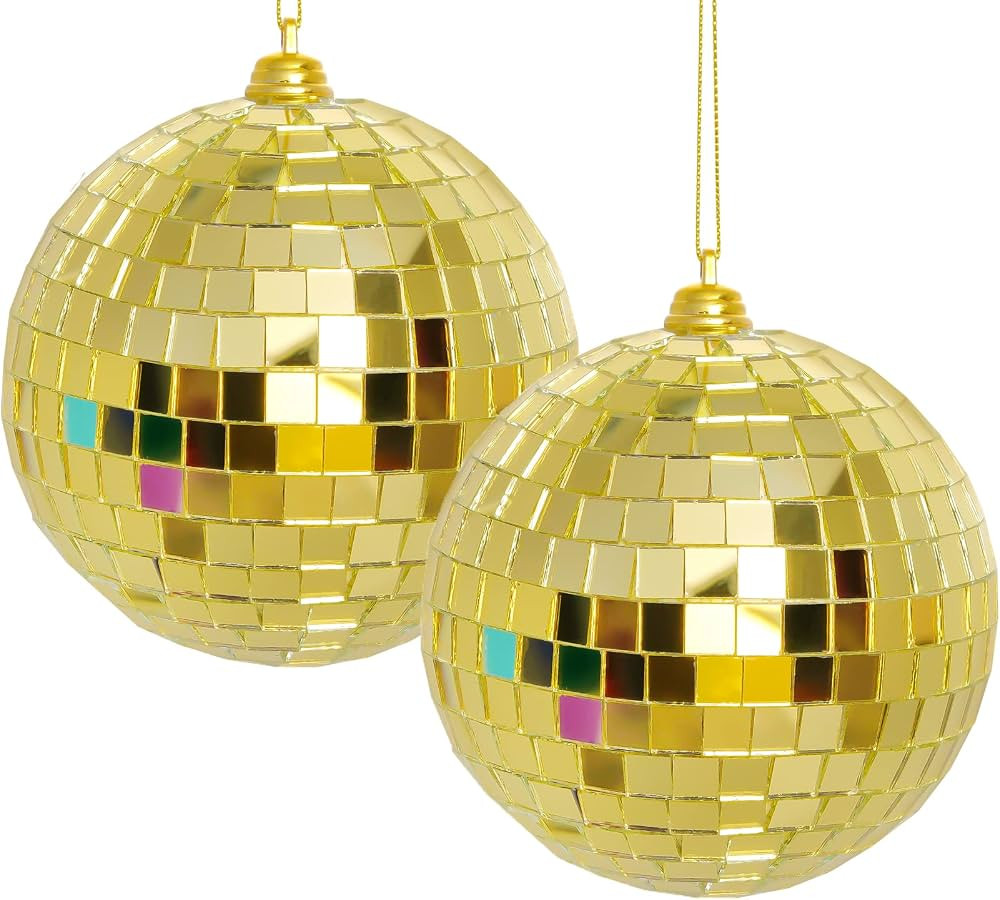 2 Pieces Disco Mirror Balls Hanging Ball for 50s 60s 70s Disco DJ Light Effect Party Home Decorat... | Amazon (US)