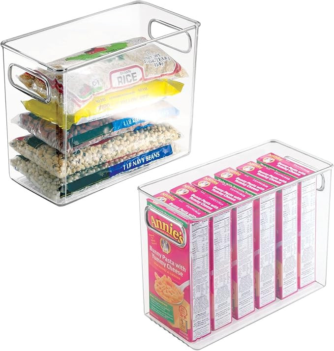 mDesign Plastic Modern Kitchen, Pantry Food Storage Container Bin w/ Handles - Cabinet, Fridge/Fr... | Amazon (US)