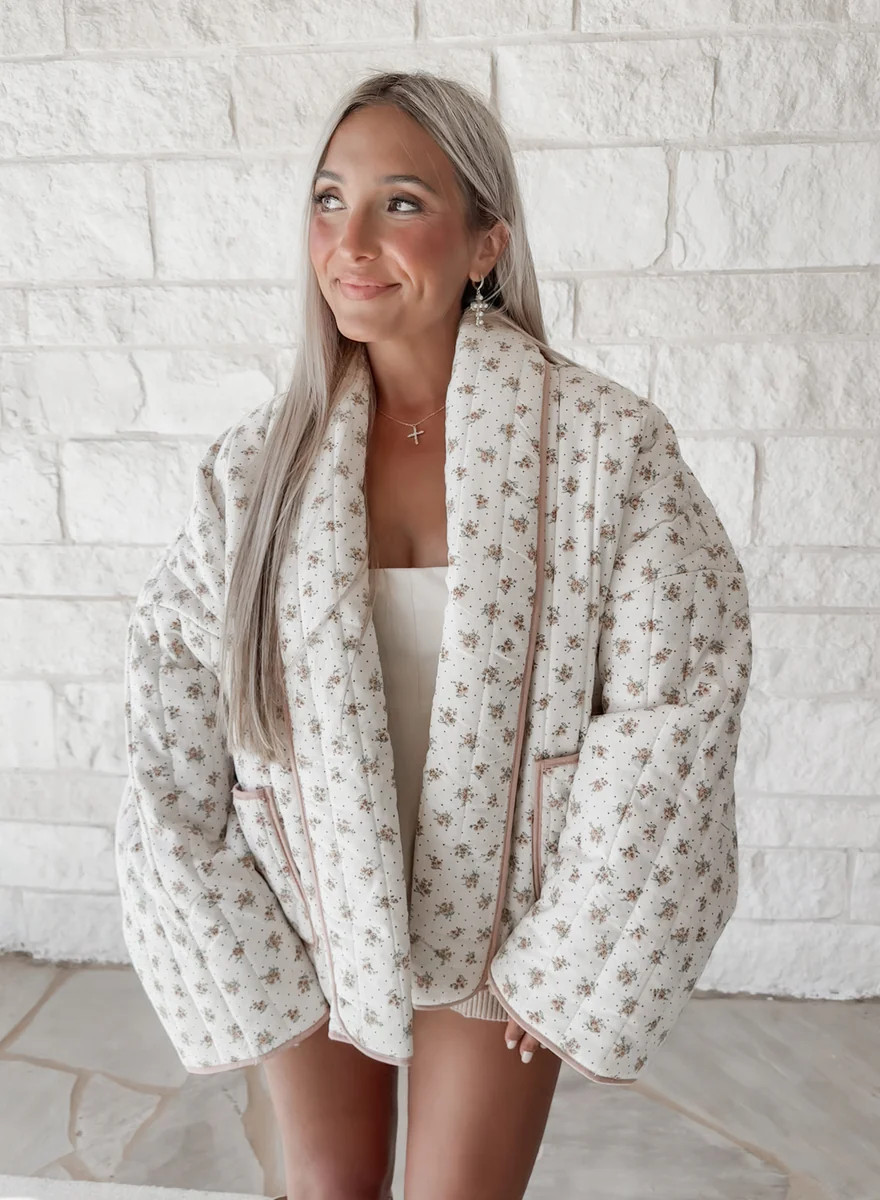 Cottage Feeling Quilted Jacket - Lt. Salmon | CK Squared Boutique