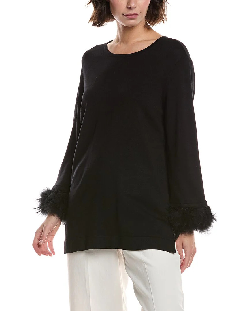 Anne Klein Feather Trim Sweater | Shop Simon