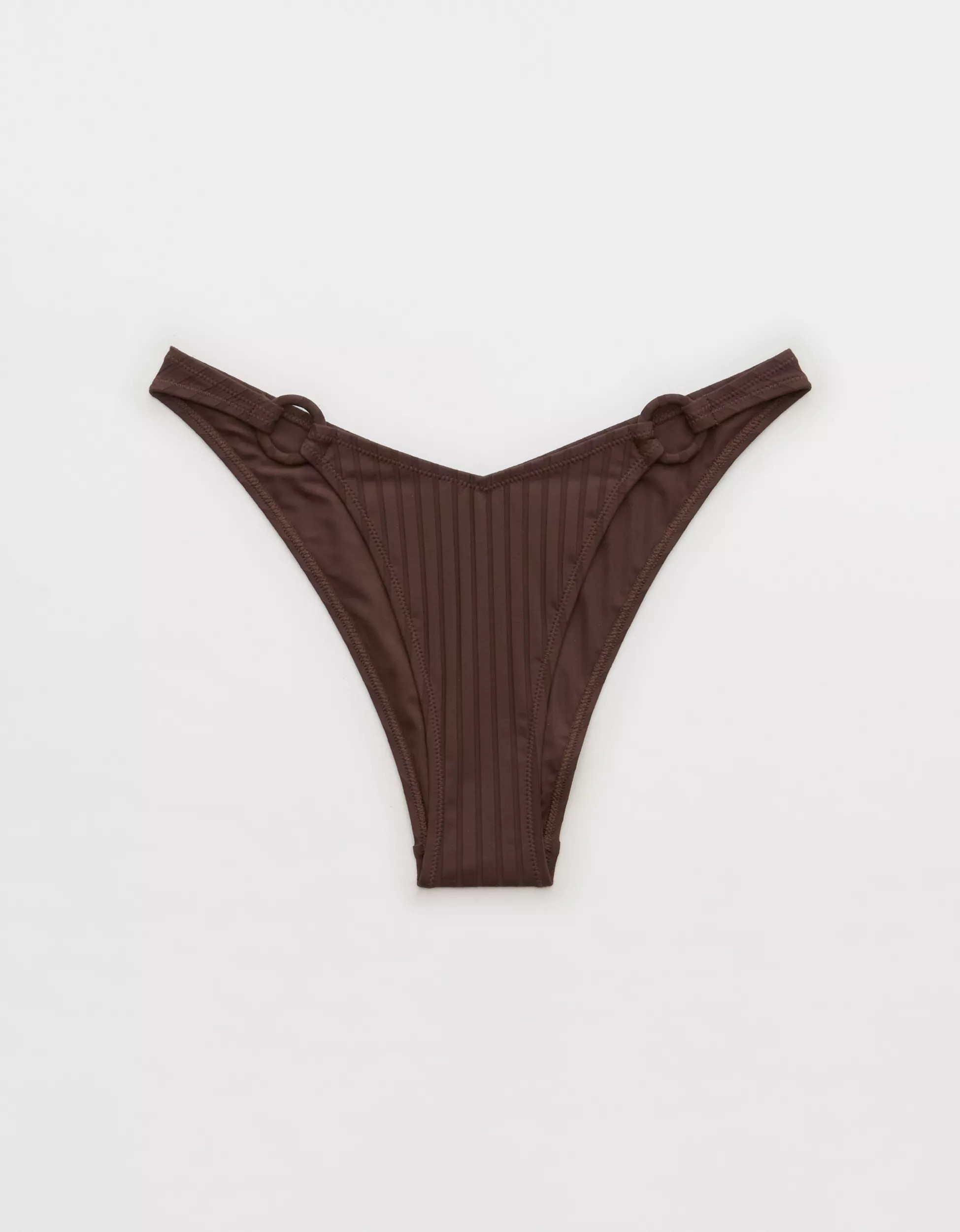Aerie Wide Rib Low Rise Ring Cheeky Bikini Bottom | Aerie