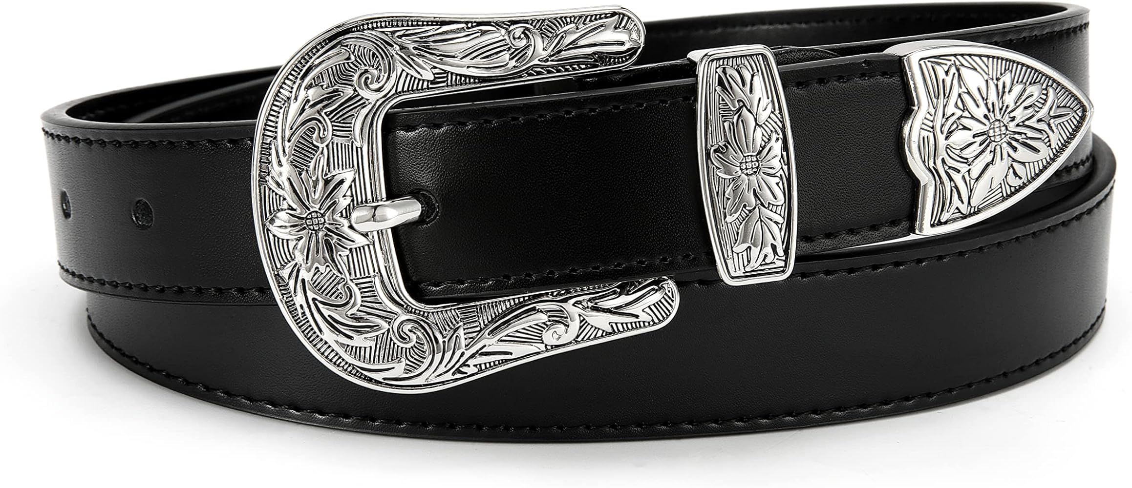 Western Belt for Women, 1.1" CR Cowboy Belt Leather Belts for Women, Country Belts for Women with Vi | Amazon (US)