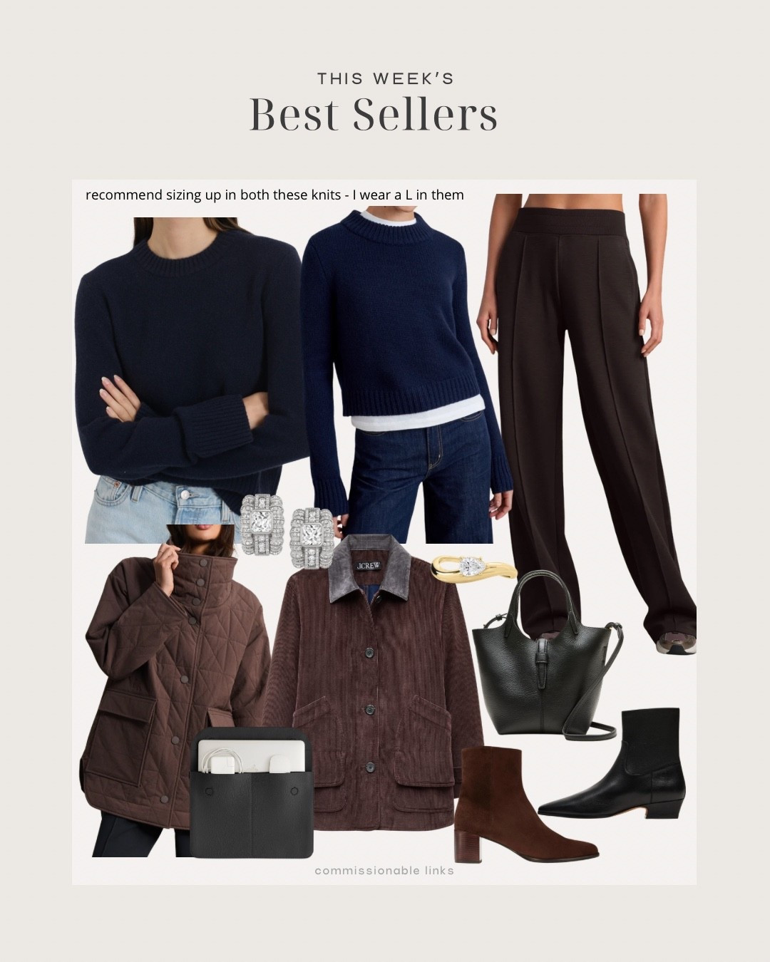 This week’s best sellers

Navy crewneck sweater
Ankle boots
Transitional coat
Fall outfit idea

#LTKSeasonal #LTKTravel