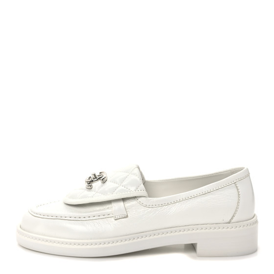 Lambskin Quilted CC Turnlock Loafers 37 White | FASHIONPHILE (US)