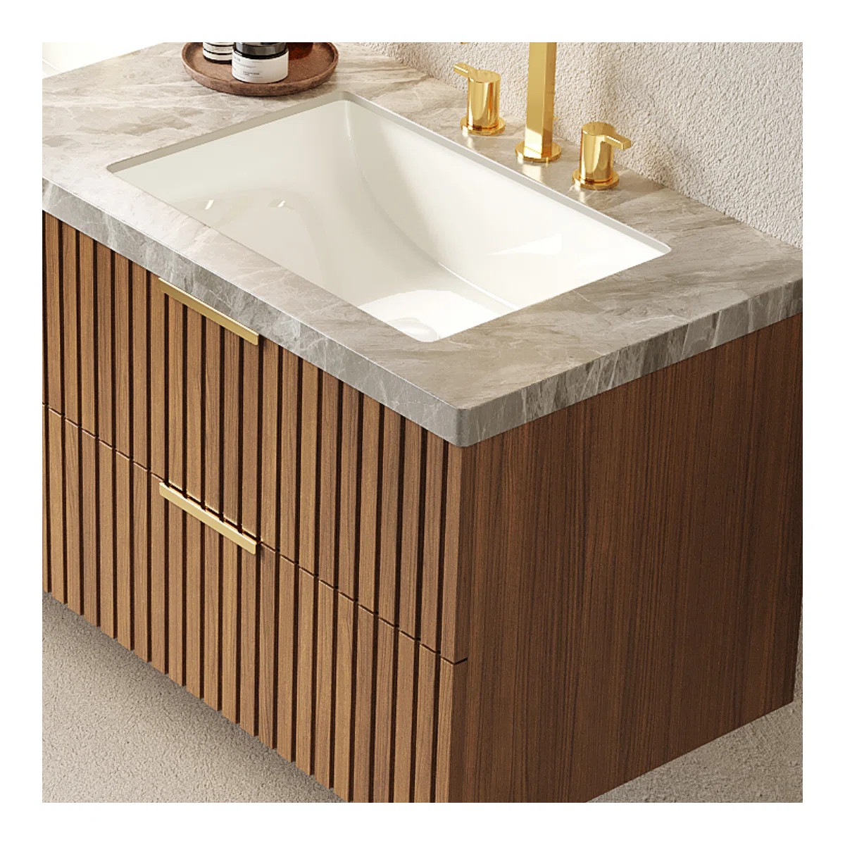 Allan Freestanding Bathroom Vanity with 2 Ceramic Sinks | Wayfair North America