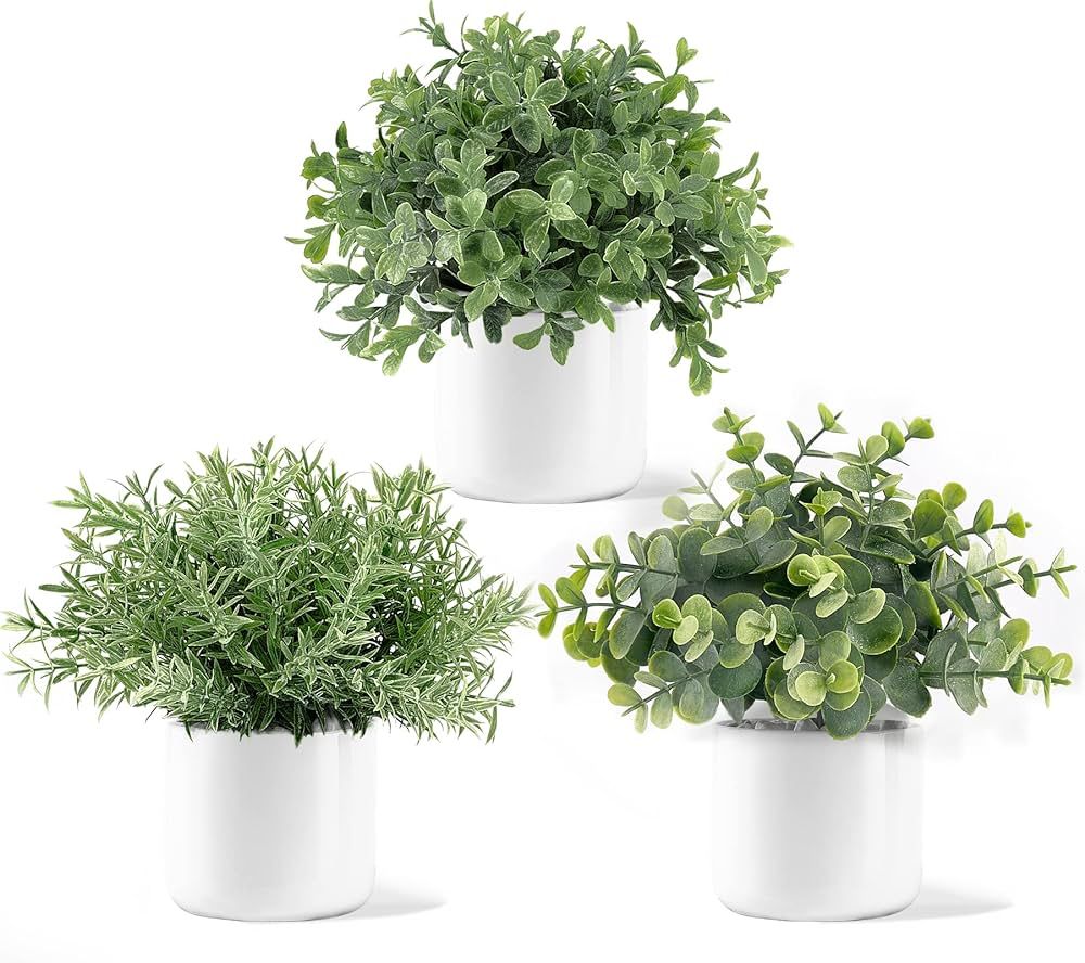 Mkono Fake Plants in Ceramic Pot, 3 Pack Potted Artificial Eucalyptus Plants for Home Decor Indoo... | Amazon (US)