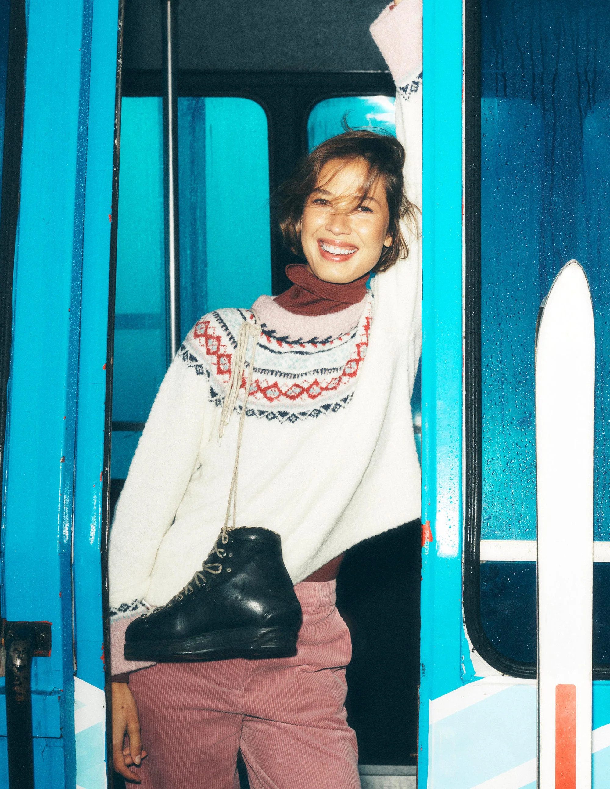 Bouclé Raglan Sweater-Warm Ivory Fair Isle | Boden (US)