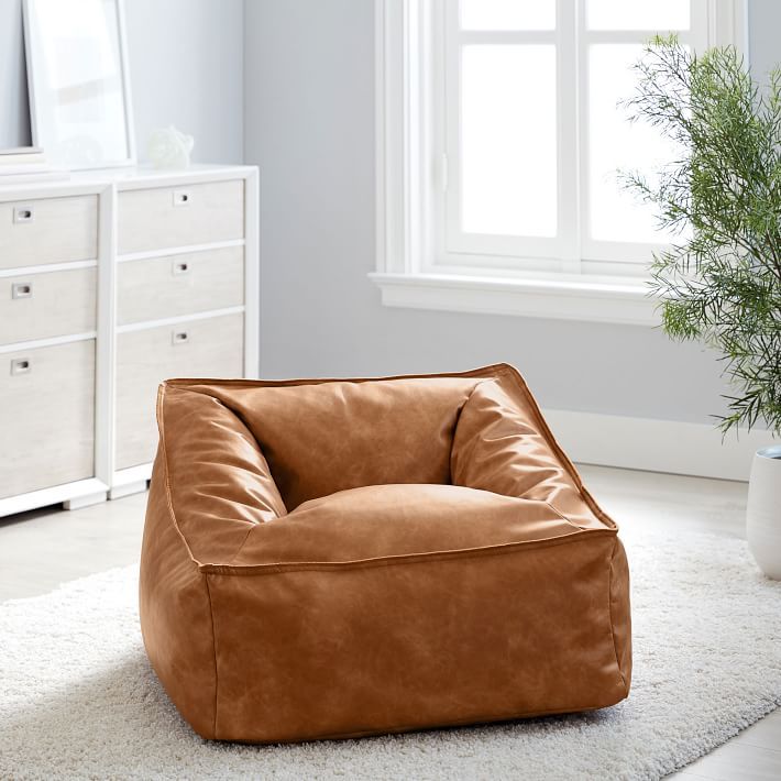 Vegan Leather Caramel Modern Lounger | Pottery Barn Teen