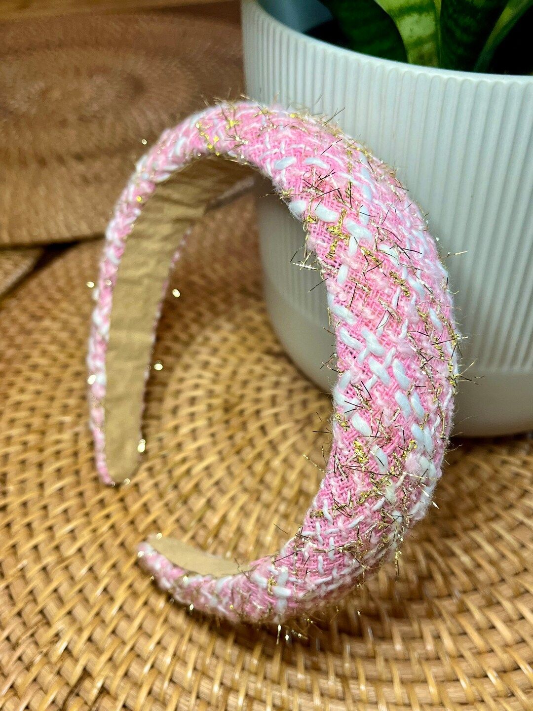 Pink Tweed Headband - Etsy | Etsy (US)