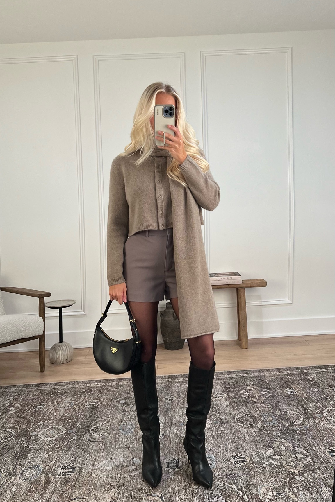 Thanksgiving Outfit! Size small in cardigan (color: heather nomad taupe), 6 in shorts (color: felted taupe), scarf is heather nomad taupe. Linking similar in all! 

#KathleenPost #ThanksgivingOutfit #HolidayOutfit 

#LTKSeasonal #LTKStyleTip