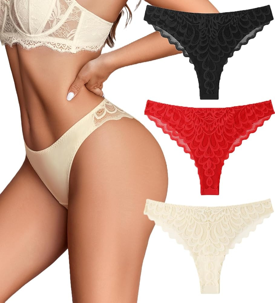 Avidlove 1 or 3 Pack Cheeky Underwear for Women Lace No Show Bikini Soft Breathe hipster panties | Amazon (US)