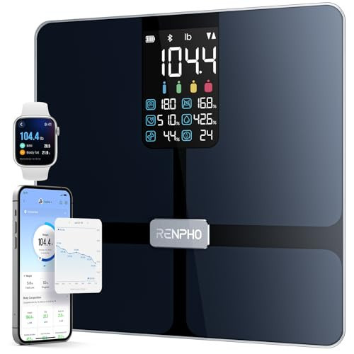 RENPHO Smart Scale with BMI, Body Fat, Muscle Mass, Bluetooth Scale for Body Weight, FSA HSA Store Eligible, 13 Metrics with Large VA Display, Support App Connection, Black, Elis 2X | Amazon (US)
