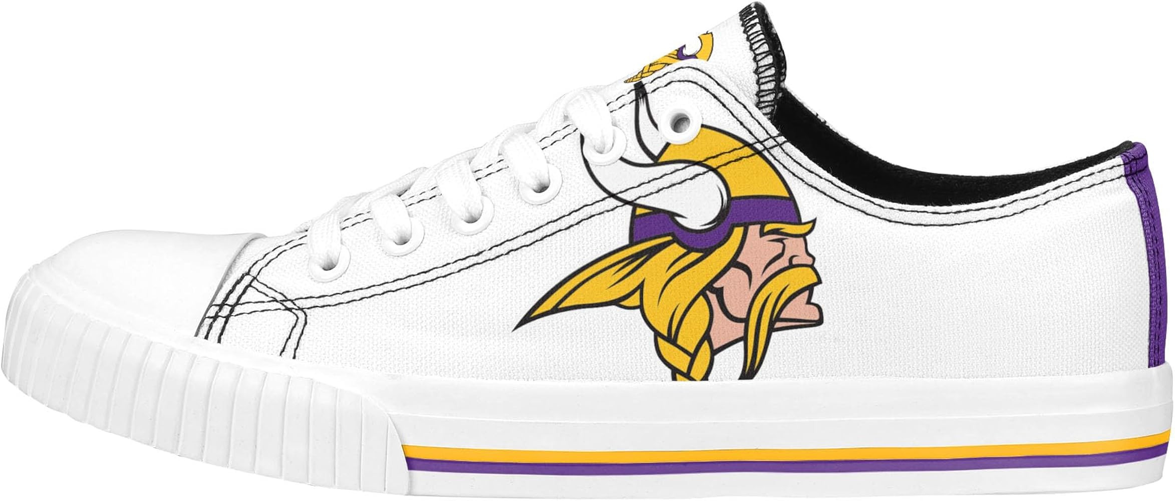 FOCO Women's NFL Ladies Fashion Team Big Logo Low Top White Canvas Sneakers Shoes | Amazon (US)