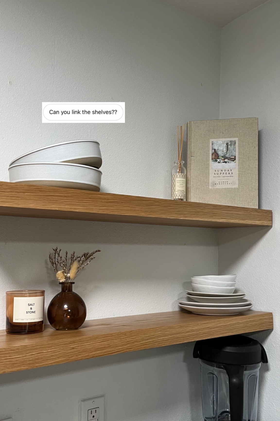 Both shelves are in white oak. We got 8 inches deep and 1.75in thick! We are obsessed! 

#LTKhome