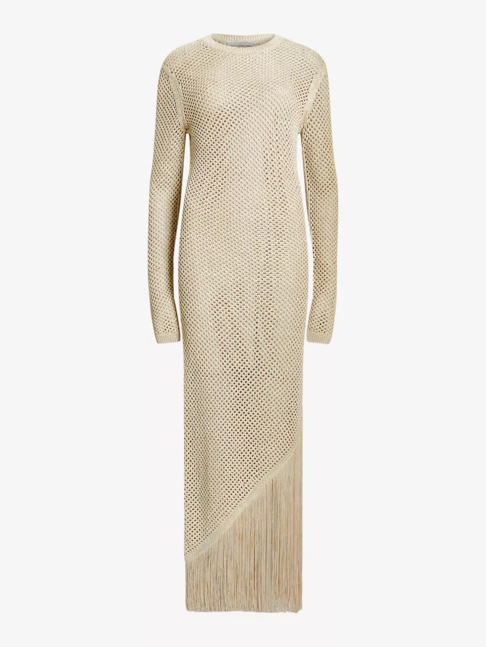 Jesse tassel-hem slim-fit crochet maxi dress | Selfridges