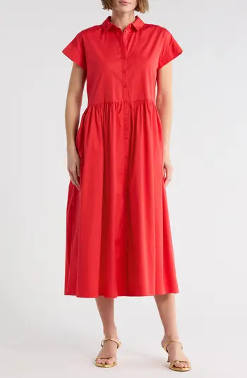 Drop Waist Button Front Cotton Midi Dress | Nordstrom Rack