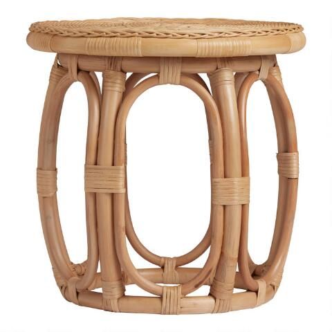 Round Natural Rattan Accent Table | World Market