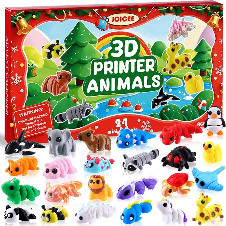 JOICEE 2025 Christmas Advent Calendar with Mini 3D Print Animals, 24 Days Mini Animal Figurines T... | Amazon (US)