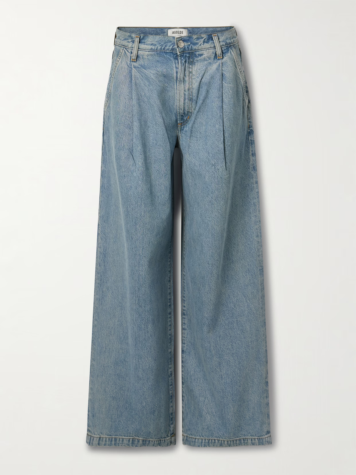 AGOLDE - Ellis Pleated Low-rise Wide-leg Jeans - Blue | NET-A-PORTER (US)