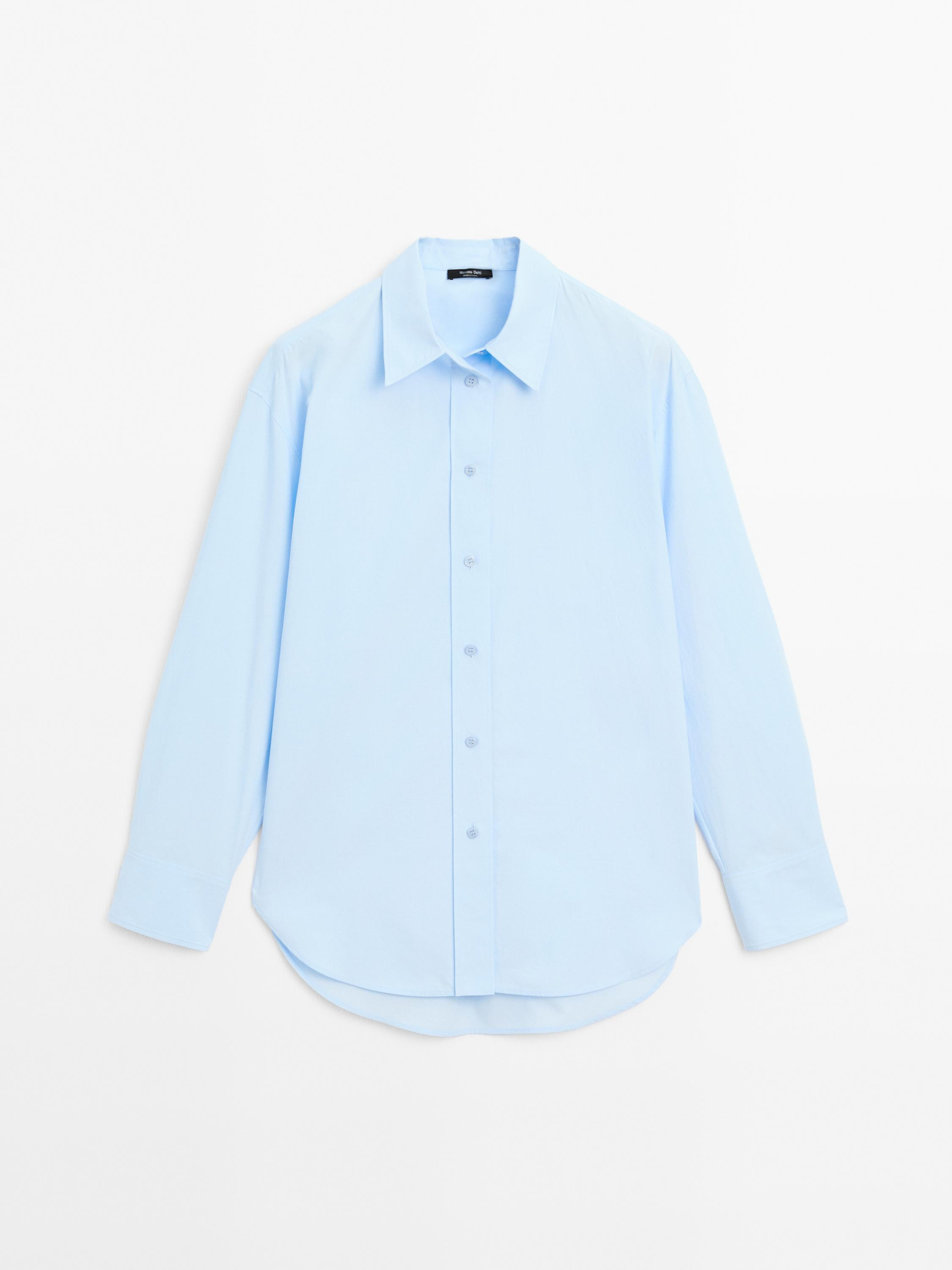 Long 100% cotton poplin shirt | Massimo Dutti UK