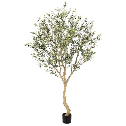 Realead 7FT Olive Trees Artificial Indoor - Tall Faux Olive Tree 7 Feet with Realistic Leaves and Natural Wood Trunk - Potted Fake Olive Tree for Modern Home Office Living Room Floor Decor Indoor | Amazon (US)
