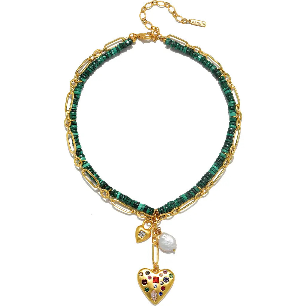 Sequin Lucie Charm Necklace in Green at Nordstrom | Nordstrom