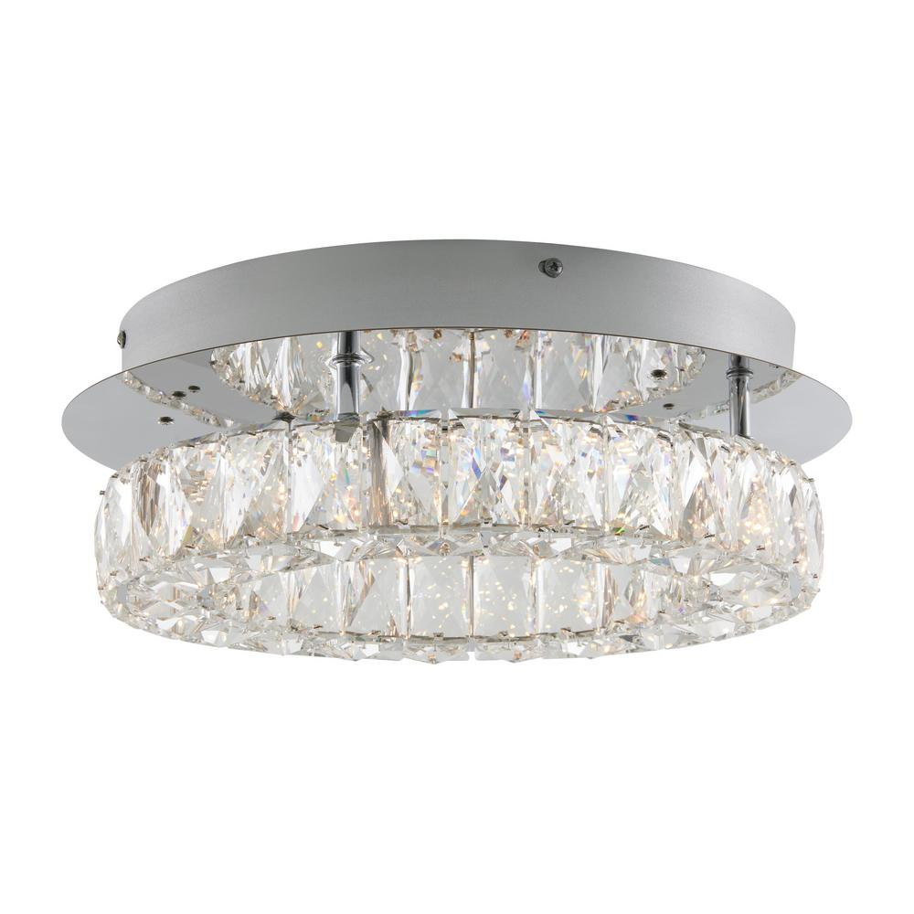 Celebrity 13.8 in. 1-Light Crystal LED Semi-Flush Mount | The Home Depot