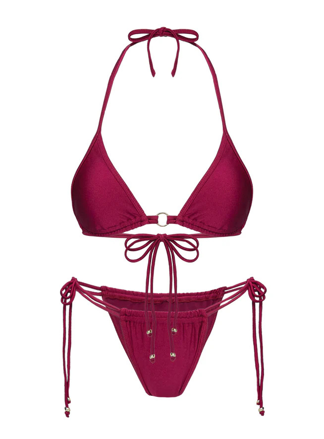 Nayeli Tie Side Bikini Bottoms Burgundy | Princess Polly US
